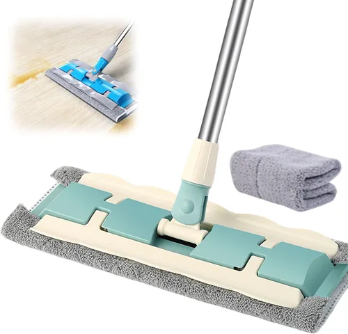 Vista 9 de Trapeador plano con mango de acero inoxidable con paños lavables reutilizables, trapeadores de microfibra profesionales 2025, 4 almohadillas