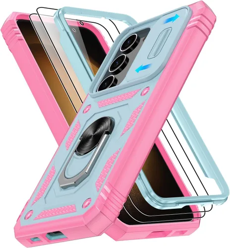 Vista 114 de Gritup Funda para Google Pixel 6 con cubierta deslizante para cámara y protector de pantalla (2 unidades), soporte de anillo giratorio 360°, funda
