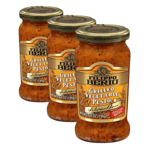 Vista 6 de Filippo Berio Pesto, albahaca vegana a base de plantas, tarro de vidrio de 6.7 onzas, vegetariano, sin lácteos, sin gluten
