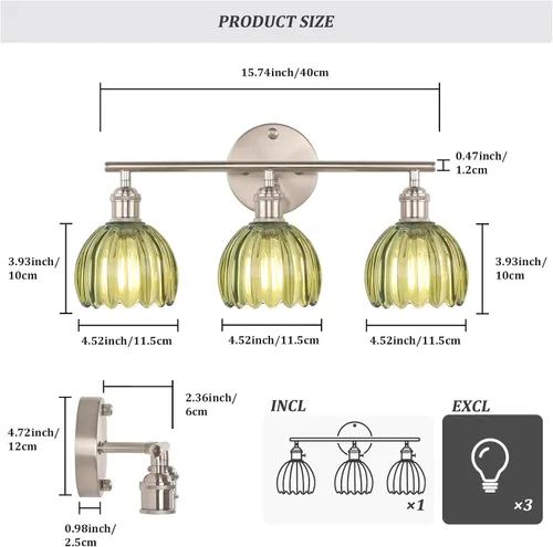 Vista 158 de Shenmoyl Lámparas de baño, lámpara de pared de 2 luces para tocador sobre espejo con pantalla de vidrio tulipán blanco para dormitorio, sala