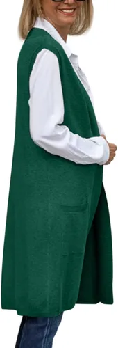 Vista 5 de GeGekoko Long Vest for Women Sleeveless Lightweight Open Front Cardigans Ribbed Knit Outwear with Pockets
