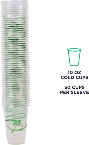 Vista 8 de ECO PRODUCTS GreenStripe - Vasos de plástico PLA transparentes compostables de 10 onzas, caja de 1000, vasos fríos desechables renovables a base
