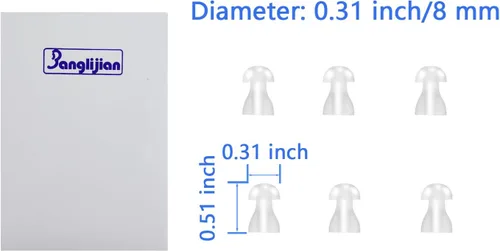 Vista 2 de Banglijian Accesorios para audífonos 6 tapones para oídos (0.31 pulgadas de diámetro, 0.51 pulgadas de altura) para tubo grueso para modelos 201