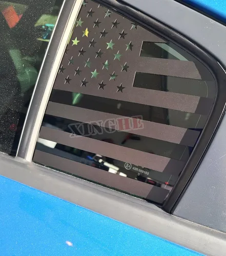 Vista 3 de para Dodge Charger 2011-2022, Calcomanías de bandera estadounidense para ventana lateral trasera, 2 piezas de calcomanía de bandera de EE. UU. mate