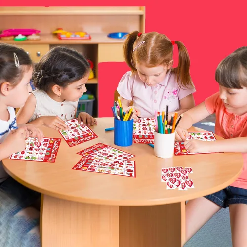 Vista 7 de WEIEN Bingo para el día de San Valentín para niños, adultos, 24 jugadores para grupos grandes de clase familia/escuela, fiesta, golosinas, aula