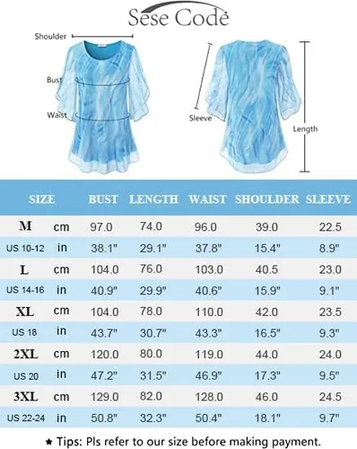 Vista 5 de SeSe Code - Blusa de malla para mujer, con volantes y manga 34, holgada y elástica