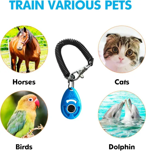 Vista 5 de MODUS Clicker de entrenamiento de mascotas para perros – Clicker con correa ajustable para la muñeca – Clicker de refuerzo positivo para perros, Azul