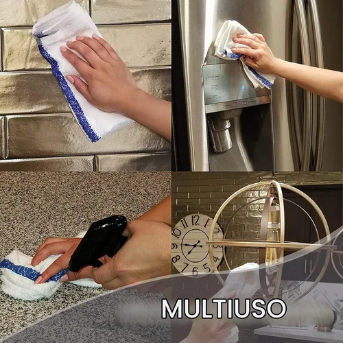 Vista 6 de Toallas básicas de primera calidad, 100% algodón hilado en anillo, color blanco, 12 unidades (1 docena)