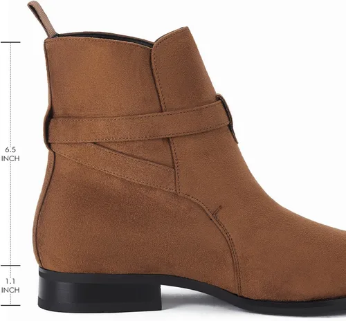 Vista 3 de Botas Chelsea para hombre, zapatos de vestir con correa de hebilla, botines cómodos para caminar Café