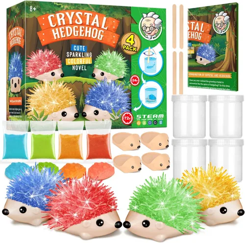 Vista 7 de Kit de Cultivo de Cristales - 2 Erizos de Colores Vibrantes para Cultivar - Kits de Ciencia para Niños de 6-8 Años, Excelentes Juguetes de Regalo