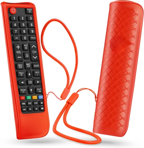 Vista 10 de Funda para control remoto Samsung TV, funda para control remoto Samsung para Smart TV, funda de silicona de repuesto universal con cordón que brilla