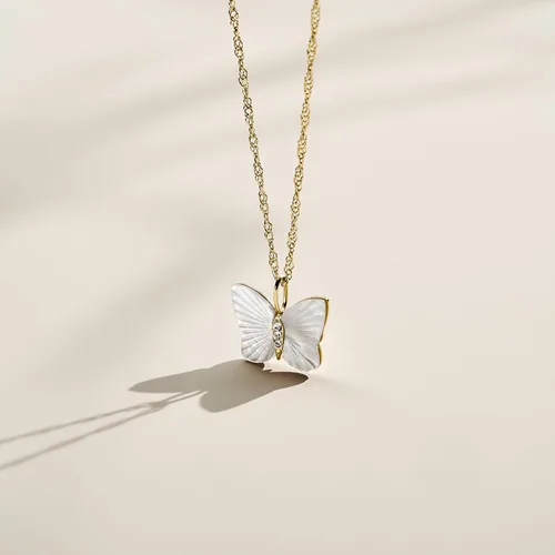 Vista 5 de Fossil - Collar con colgante de acero inoxidable en tono dorado para mujer