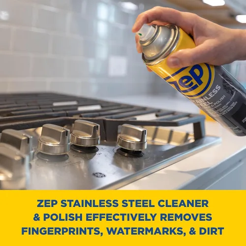 Vista 7 de Zep Limpiador y pulidor de acero inoxidable - 14 oz (caja de 12) ZUSSTL14 - Protege superficies metálicas de huellas dactilares, suciedad y manchas