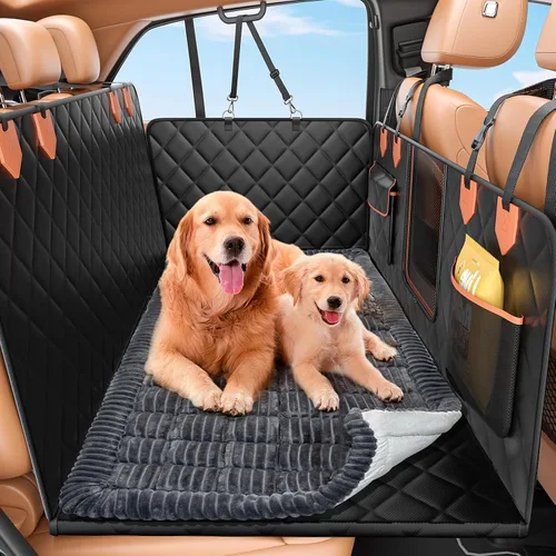 Vista 9 de IJVAE Funda de asiento para perro para asiento trasero, extensor de asiento trasero duro con capacidad para 500 libras, hamaca impermeable y Negro