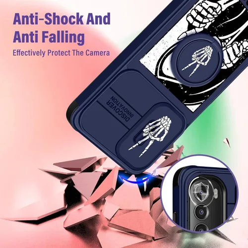 Vista 3 de Funermei Funda para Moto G Stylus 5G 2022, funda para teléfono con diseño de calavera de esqueleto para mujeres y niñas, diseño gótico, Como
