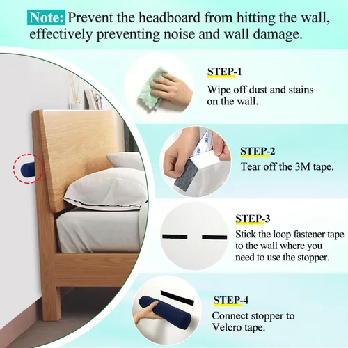 Vista 5 de Tapones para cabecero de pared, marco de tope de ruido, parachoques de pared, protector de separador de tablero para la cabeza, evita que la cama