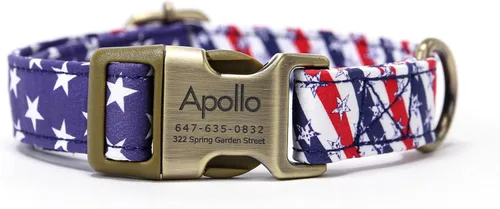 Vista 27 de Collar de perro personalizado con nombre y número de teléfono grabado, collar ajustable personalizado para cachorros, collar de algodón orgánico