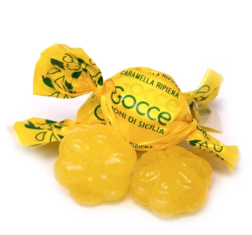 Vista 4 de SweetGourmet Caramelo duro con sabor natural relleno de limón siciliano, envuelto individualmente, 1 libra