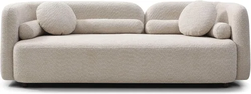 Vista 9 de KEVINSPACE Sofá moderno de 4 plazas con respaldo curvo de 88.58 pulgadas, estilo minimalista, cómodo sofá de 4 plazas con almohadas – Sofá de Beige