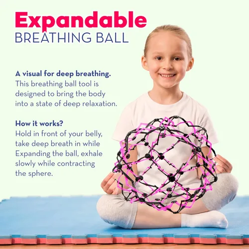 Vista 2 de 4E's Novelty Paquete de 3 bolas de respiración expandibles, juguete expandible para aliviar el estrés para niños y adultos, para ansiedad, yoga