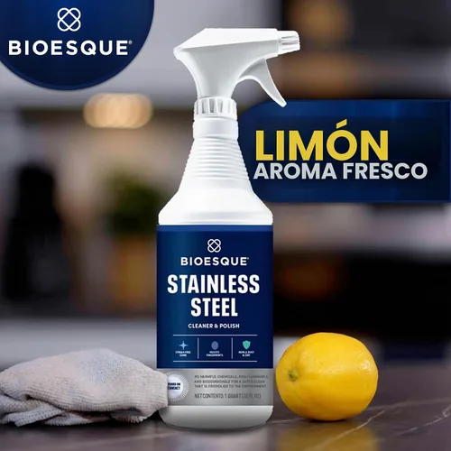 Vista 3 de Bioesque Limpiador y esmalte de acero inoxidable, resistente, no abrasivo, 32 onzas líquidas (paquete de 1)