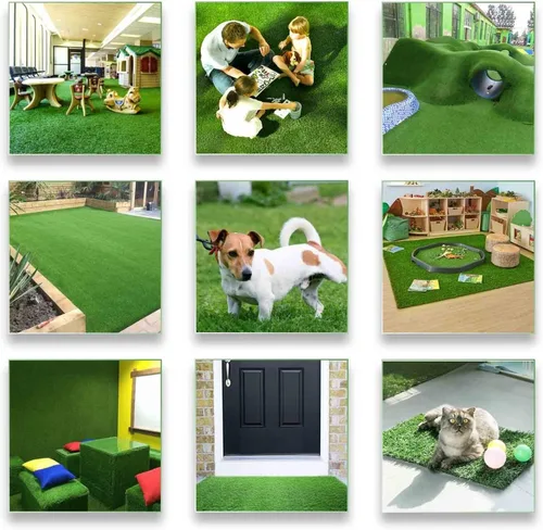 Vista 6 de Alfombra de césped artificial de 3 pies x 8 pies (24 pies cuadrados) sintética gruesa para césped Astro Turf Balcón, perfecta para interiores