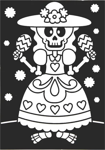 Vista 6 de Baker Ross FE729 Día de los Muertos en color en decoraciones de imagen, paquete de 10, imágenes de fieltro para manualidades, haz tu propia