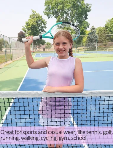 Vista 5 de Traje de golf y tenis para niños y niñas, vestido sin mangas, camiseta sin mangas, pantalones deportivos, con bolsillos cortos, 3-12 años