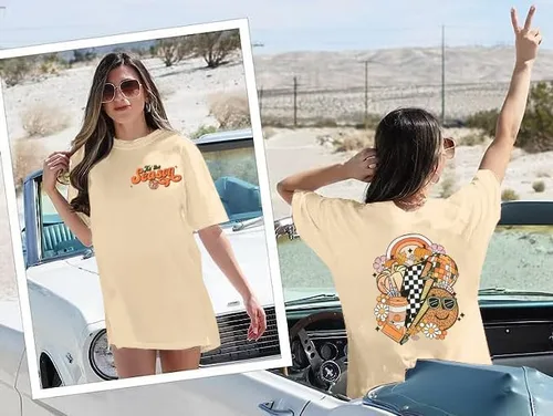 Vista 5 de Camisetas de otoño de gran tamaño para mujer, camiseta de otoño de The Saeson, camisetas divertidas con gráficos de calabaza, camisetas sueltas