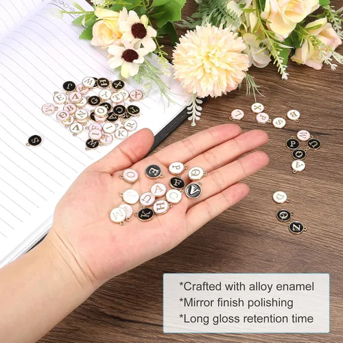Vista 4 de MECCANIXITY Dije de Letras del Alfabeto de Doble Cara, para Hacer Collar, Pulsera, Pendientes, Joyería