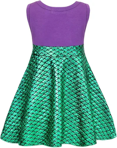 Vista 2 de COTRIO Mermaid Costume Dress for Girls Birthday Party Princess Dresses Kids Halloween Outfits Clothes