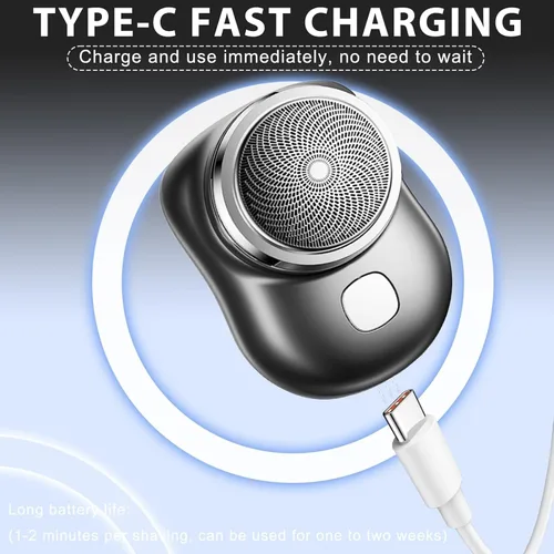 Vista 6 de Mini afeitadora eléctrica para hombres y mujeres, afeitadora eléctrica portátil, afeitadora eléctrica portátil, afeitadora de doble cabeza