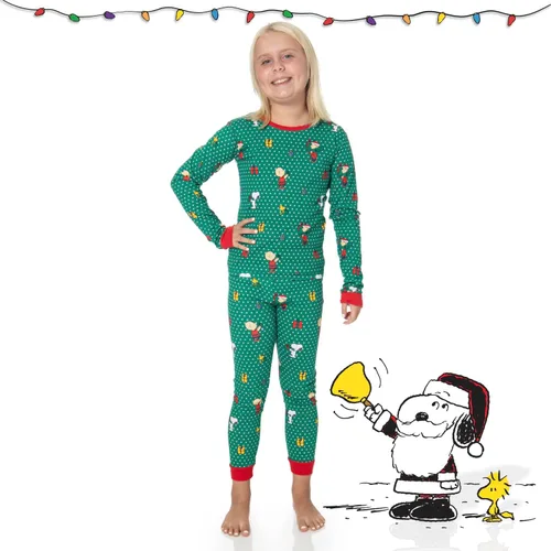 Vista 4 de Peanuts Snoopy - Pijamas familiares a juego, cómodos conjuntos de 2 piezas para Navidad