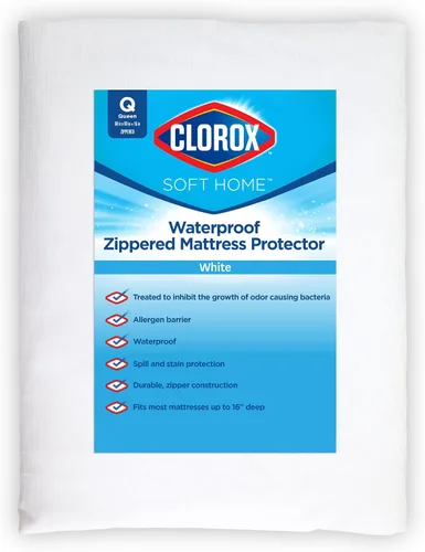 Vista 12 de Clorox Protector de colchón ajustable impermeable, vinilo impermeable, protección duradera contra derrames y manchas, cierre con cremallera