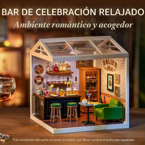 Vista 2 de ROBOTIME Kit de casa en miniatura de bricolaje con plástico, juego de juguete de construcción de casa con LED, kit de fabricación de tienda