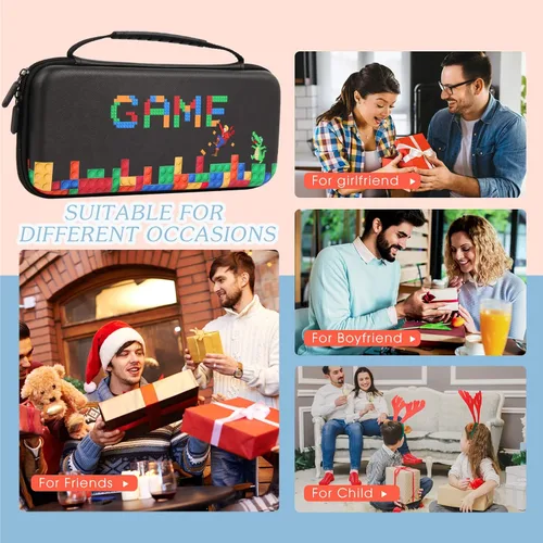 Vista 7 de Witseoct OLED Switch Carrying Case Protectorwith DIY Stickers Compatible with Nintendo Switch with 10 Games Cartridges Protective Hard Shell Travel