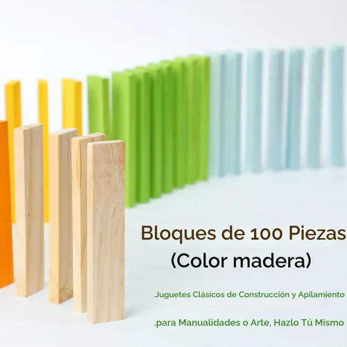 Vista 2 de Juego de 100 piezas de bloques de construcción clásicos de madera, juguetes de construcción STEM sólidos para niños, juguetes Montessori