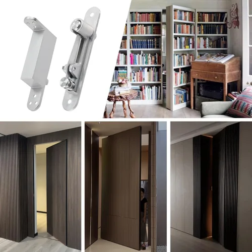 Vista 5 de Ranbo Bisagras de pivote de puerta de cierre automático comercial/casero Bisagras ocultas resistentes para puertas de madera Eje de 360 grados