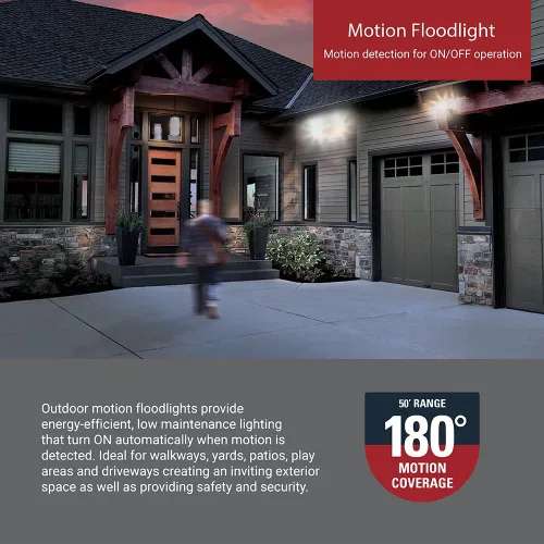 Vista 5 de HALO Luz LED de inundación y seguridad para exteriores, activada por movimiento, del atardecer al amanecer, 1420 lúmenes, bronce