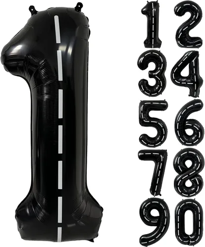 Vista 196 de Globos gigantes de helio de aluminio de 40 pulgadas, color negro, globos digitales grandes del número 0 para decoración de fiesta de cumpleaños