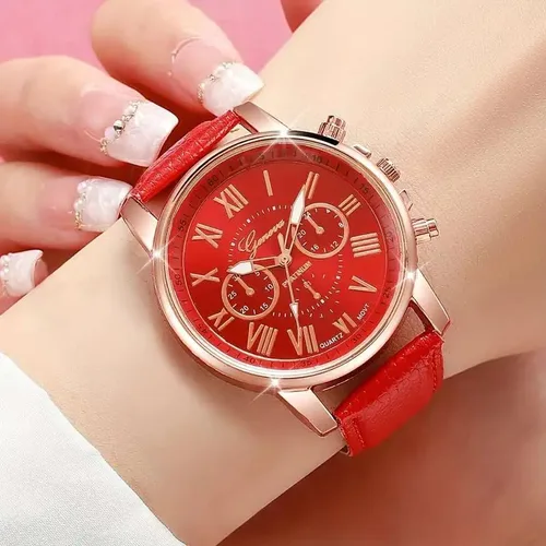 Vista 2 de CdyBox Mujeres Hombres Señora Adolescente Chica PU Cuero Banda Relojes Dial Analógico Cuarzo Relojes