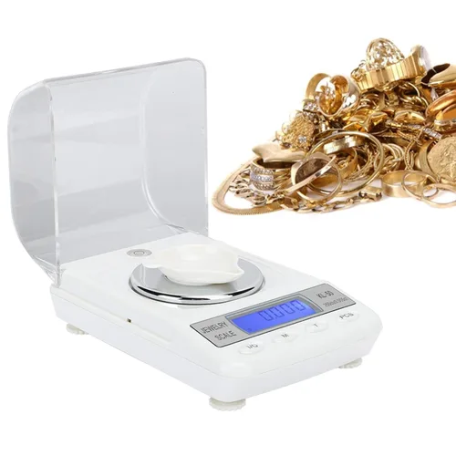 Vista 6 de FastUU Báscula de gramos, báscula digital de alta precisión para joyería, equipada con parabrisas, funciona con pilas, 0.00 oz para café de joyería