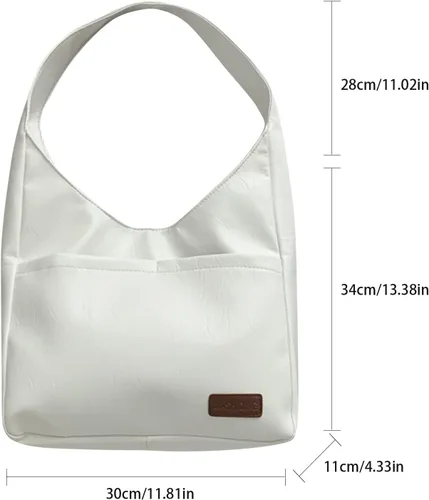 Vista 7 de Bolso de hombro para mujer de cuero suave de moda casual multifuncional con múltiples compartimentos