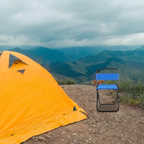 Vista 9 de STOBAZA Silla de camping pequeña y plegable ligera, portátil, para exteriores, diseño ergonómico, fácil almacenamiento y transporte para pesca