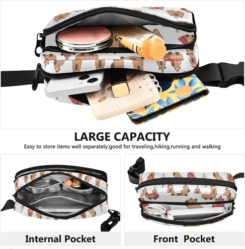 Vista 4 de Capybara Christmas White Fanny Packs for Women Men Belt Bag Fashion Waist Packs Crossbody Bag Casual Waist Pouch Bum Bags for Workout