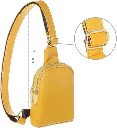 Vista 7 de Bolsa cruzada pequeña tipo cangurera de cuero vegano para mujeres y niñas, regalos para ella