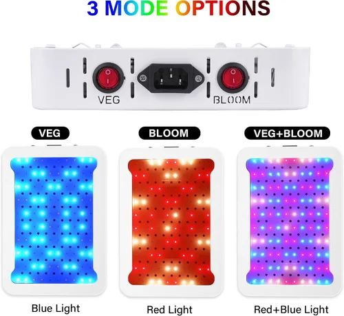 Vista 4 de Beelux Luz LED de Cultivo de 1000W para Plantas de Interior de Espectro Completo, Chips Dobles Mejorados e Interruptor Dual, Luces de Cultivo