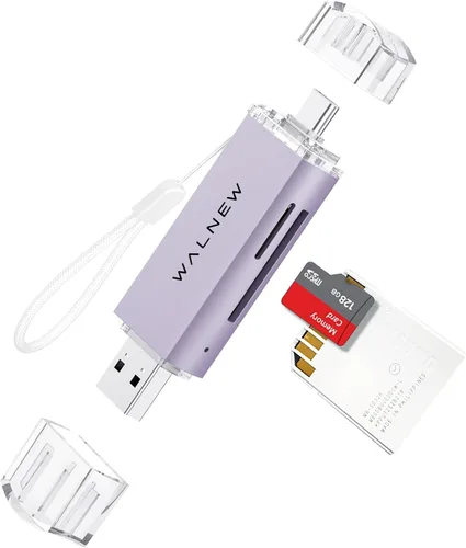 Vista 11 de Lector de tarjetas SD, WALNEW USB 3.0 y adaptador de tarjeta de memoria USB-C a SD/TF para Mac, MacBook, computadora/PC, laptop, iPad, teléfono