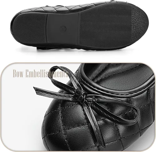 Vista 4 de Zapatos planos para niñas elegantes zapatos de vestir Mary Jane de cuero sintético para niños grandes y pequeños, perfectos para fiestas, bodas