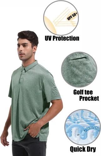 Vista 3 de Polo Hombre Protección Solar Actividades Al Aire Libre Secado Rápido Transpirable Deporte Tops